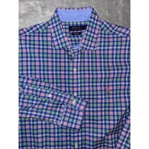Polo Ralph Lauren Shirt Men's L Multicolor Plaid Classic Fit Long Sleeve Stretch